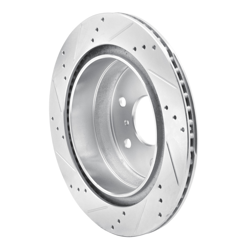 Cadillac Escalade ESV Brake Rotor (1) - Rear Right - R1 Concepts - Drilled & Slotted - Silver - `07-`20